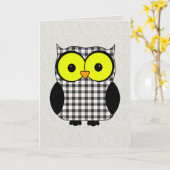 Tartan Kariert Owl V9 Geburtstag Karte (Gelbe Blume)
