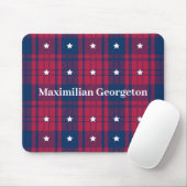 Tartan Kariert - Patriotic - Red Blue White Stars Mousepad (Mit Mouse)