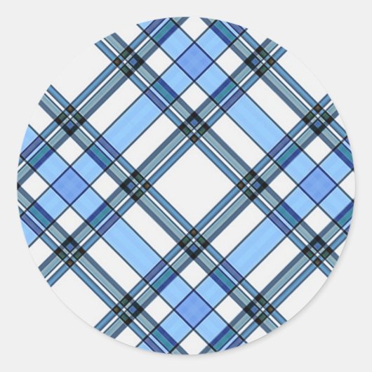 Tartan Kariert Pattern Collection - Blau - 02 Runder Aufkleber (Vorderseite)