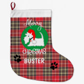 Tartan Kariert Pattern Pet Westie Dog Großer Weihnachtsstrumpf (Vorderseite)