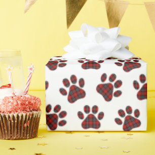 Tartan Kariert Paw Prints Geschenkpapier