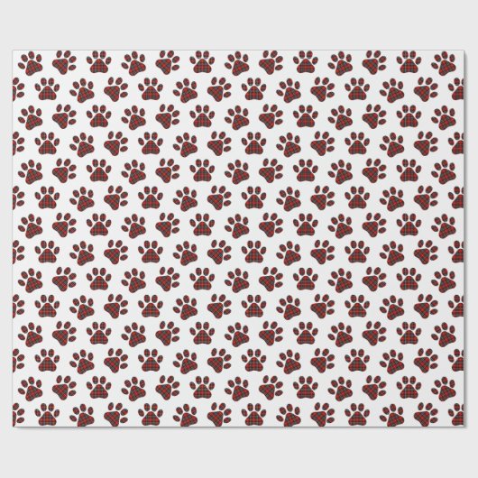 Tartan Kariert Paw Prints Geschenkpapier (Flach)