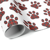 Tartan Kariert Paw Prints Geschenkpapier (Rolleneckpunkt)