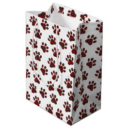 Tartan Kariert Paw Prints Mittlere Geschenktüte