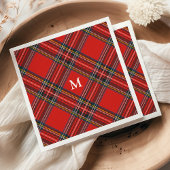 Tartan Kariert Red Christmas Monogram Serviette