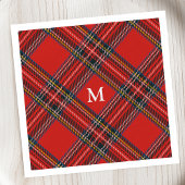 Tartan Kariert Red Christmas Monogram Serviette