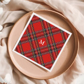 Tartan Kariert Red Christmas Monogram Serviette