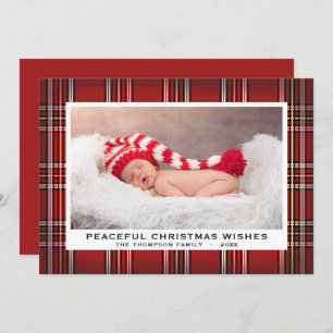 Tartan Kariert Red Classic Holiday Foto Card Feiertagskarte