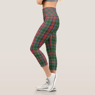 Tartan Kariert Red Green Blue Holiday Capri Leggings