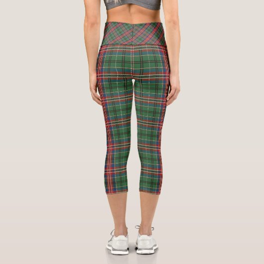Tartan Kariert Red Green Blue Holiday Capri Leggings (Rückseite)