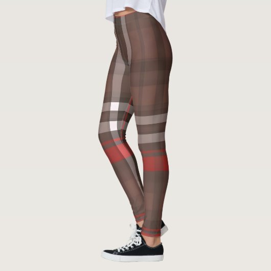 Tartan Kariert Red Traditional Trendy Collection Leggings (Links)