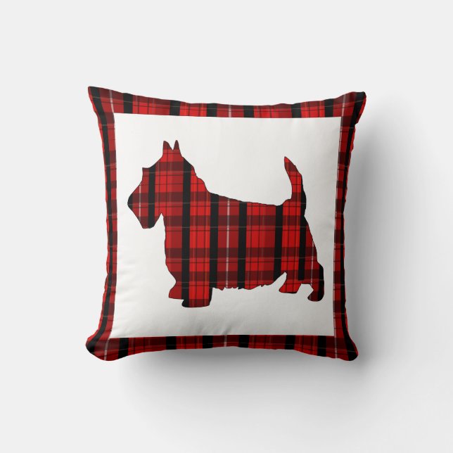 Tartan Kariert Scottie Dog Throw Kissen (Vorderseite)