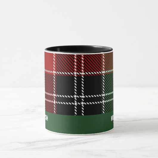 Tartan Kariert Scottish Pattern Custom Familiennam Tasse (Zentrum)