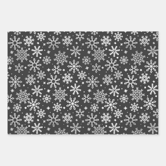 Tartan Kariert und Snowflake Monochrom Geschenkpapier Set (Vorderseite 2)