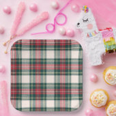Tartan Kariert White Green Christmas Festival Pappteller (Party)