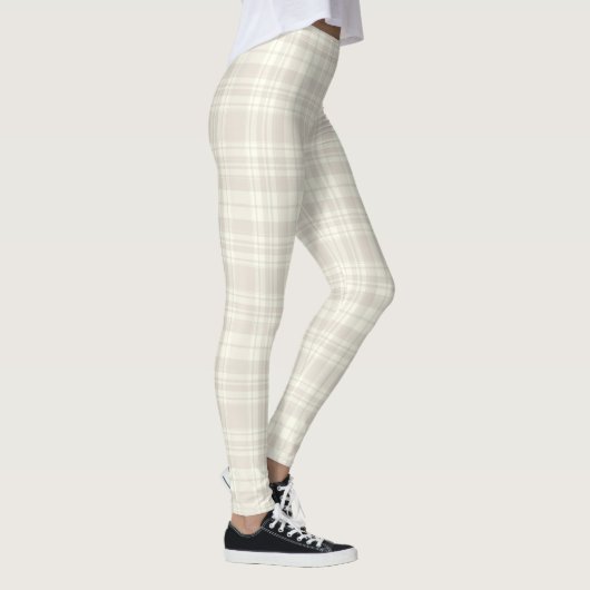 Tartan-karierte Creme u. Beige-Nr. 66 Leggings (Rechts)