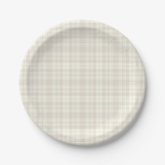 Tartan-karierte Creme u. Beige-Nr. 66 Pappteller (Vorderseite)