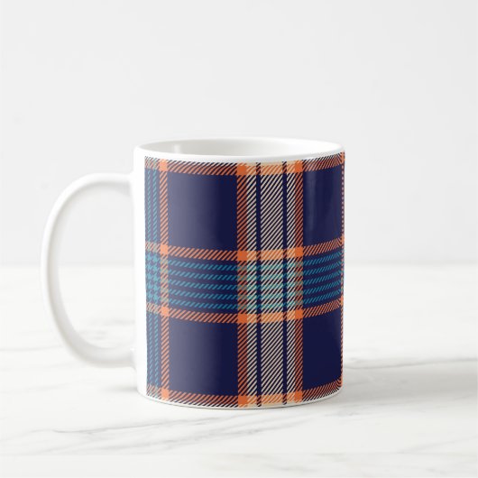 Tartan karierte, farbenfrohe Marinestextur. Kaffeetasse (Links)