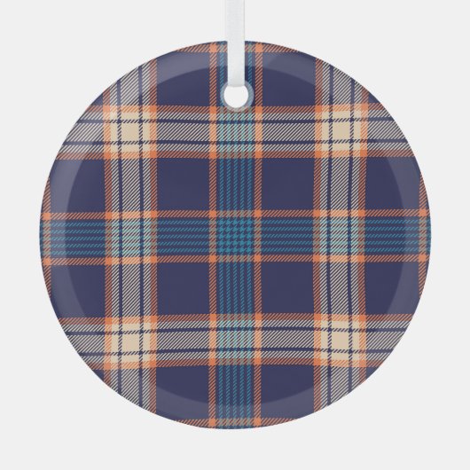Tartan karierte, farbenfrohe Marinestextur. Ornament Aus Glas (Vorderseite)