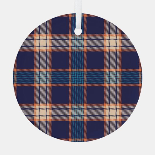 Tartan karierte, farbenfrohe Marinestextur. Ornament Aus Glas (Rückseite)