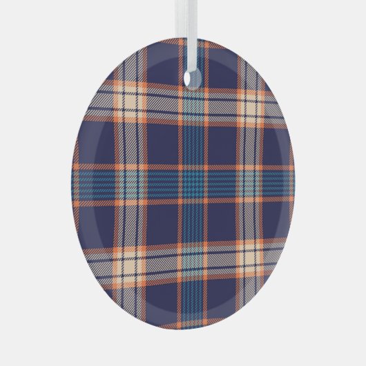 Tartan karierte, farbenfrohe Marinestextur. Ornament Aus Glas (Vorderseite Rechts)