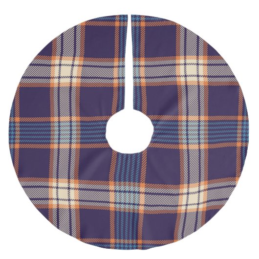 Tartan karierte, farbenfrohe Marinestextur. Polyester Weihnachtsbaumdecke (Vorderseite)