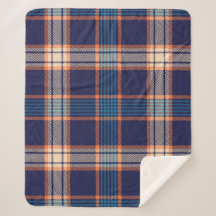 Tartan karierte, farbenfrohe Marinestextur. Sherpadecke