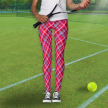 Tartan Karierte Gemusterte Leggings Rot und Rot