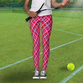 Tartan Karierte Gemusterte Leggings Rot und Rot