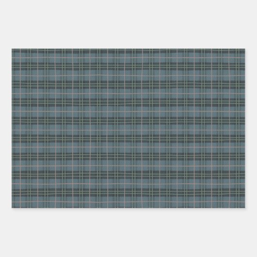 Tartan Karierte Hand gezeichnet staubblaue Streife Geschenkpapier Set (Vorderseite 3)