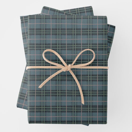 Tartan Karierte Hand gezeichnet staubblaue Streife Geschenkpapier Set (Beispiel)