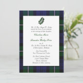 Tartan-karierte Hochzeits-Einladung Einladung (Stehend Vorderseite)