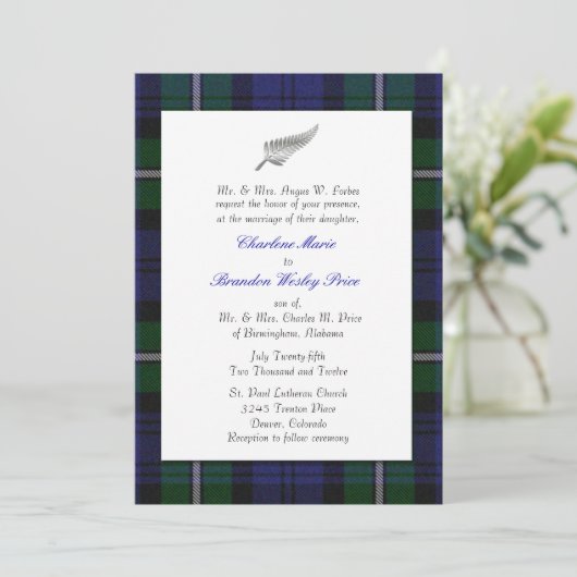 Tartan-karierte Hochzeits-Einladung Einladung (Stehend Vorderseite)