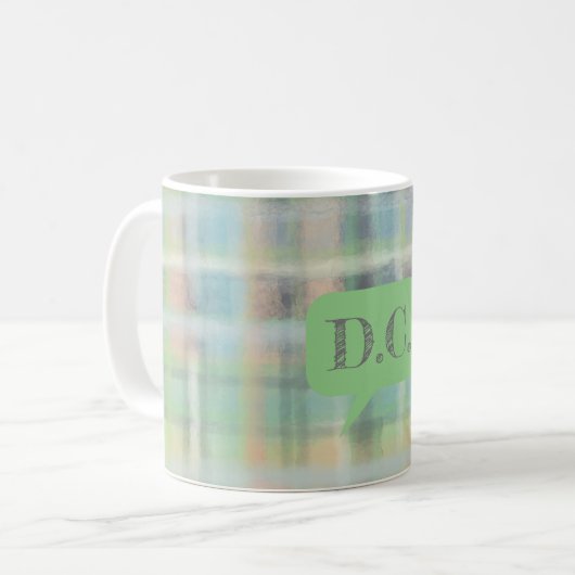 Tartan karierte Initialen grün-grau-beige Pastellf Kaffeetasse (Vorderseite Links)