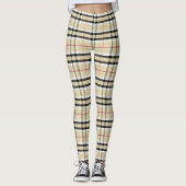Tartan Karierte karierte Muster Leggings in Beige (Vorderseite)