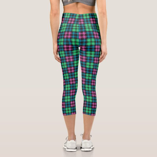 Tartan Karierte Leggings in Blau, Grün und Rosa - (Rückseite)