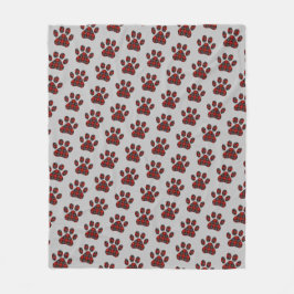 Tartan Karierte Paw-Prints auf Grau Fleecedecke
