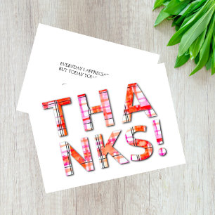 Tartan Karierte Pinks Orangen Muster Dankeskarte