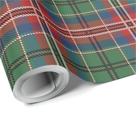 Tartan Karierte rustikale Rot-Grün-Paternferien Geschenkpapier (Rolleneckpunkt)