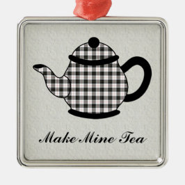 Tartan-karierte Teekanne V3 Ornament Aus Metall