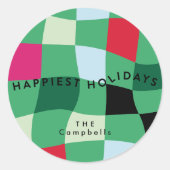 Tartan Karierte Weihnachten Runder Aufkleber (Vorderseite)