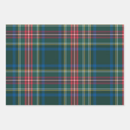 Tartan Karierte Weihnachts-Feiertage Rot Grün Blau Geschenkpapier Set