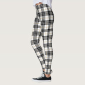 Tartan Karierte weiße, schwarze und goldene Weihna Leggings (Links)
