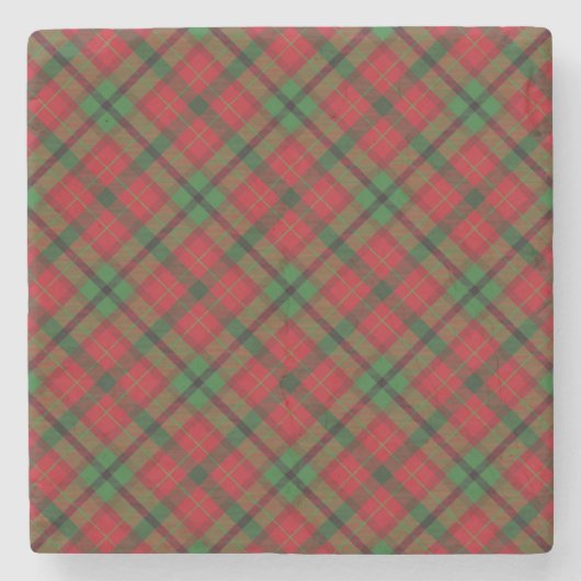 Tartan-karierter Feiertags-festliches Weihnachten Steinuntersetzer (Vorderseite)