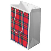 Tartan Karierter Weihnachtsurlaub Festlicher Spaß Mittlere Geschenktüte (Rückseite Schrägansicht)