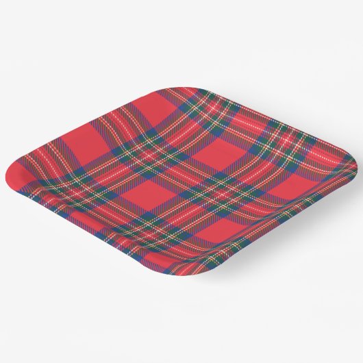 Tartan Karierter Weihnachtsurlaub Festlicher Spaß Pappteller (Gewinkelt)