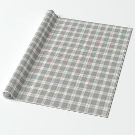 Tartan-kariertes Beige-, Blaues u. Orangen-Nr. 57 Geschenkpapier