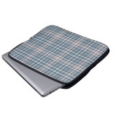 Tartan-kariertes Blau-, rosa u. Weiß-Nr. 45 Laptopschutzhülle (Vorne Knopf)