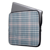 Tartan-kariertes Blau-, rosa u. Weiß-Nr. 45 Laptopschutzhülle (Vorderseite Links)