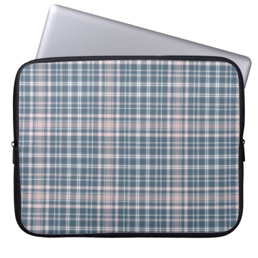 Tartan-kariertes Blau-, rosa u. Weiß-Nr. 45 Laptopschutzhülle (Vorderseite)